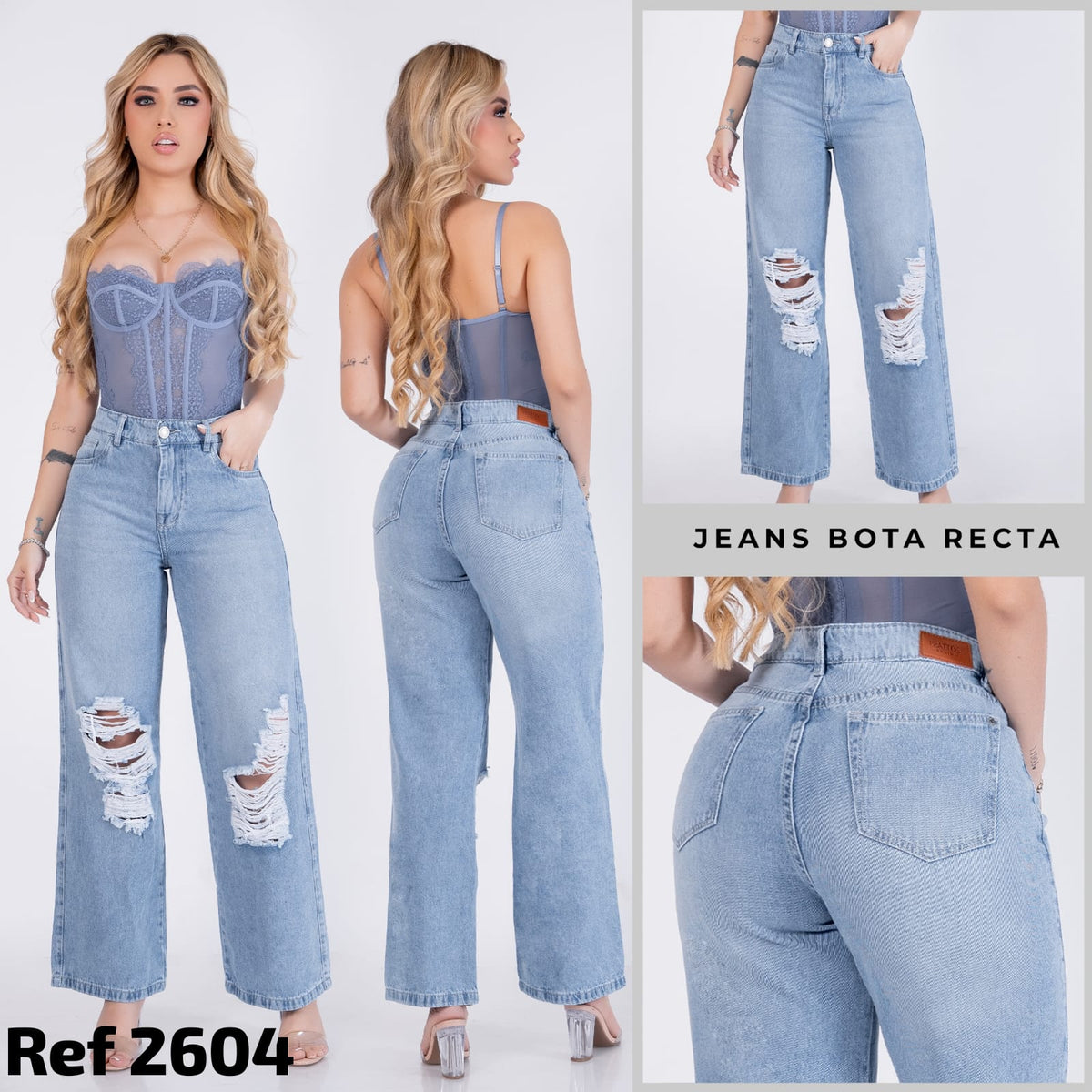 JEAN BOTA RECTA RIGIDO TIRO ALTO REF 2604