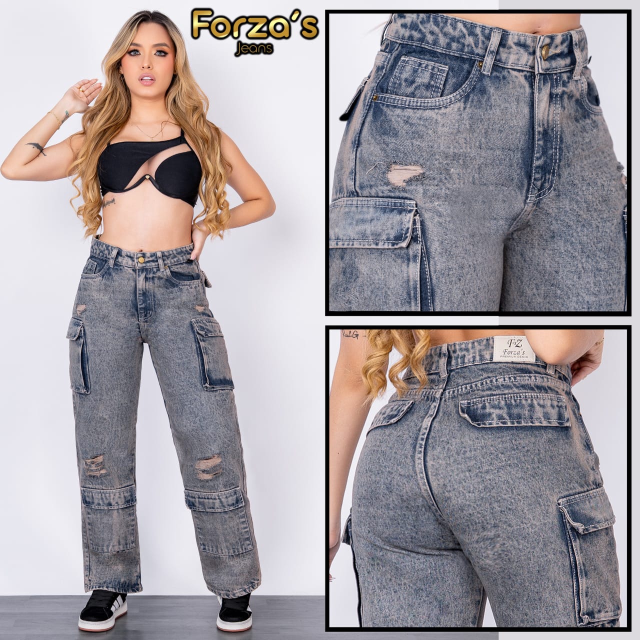 JEAN CARGO RIGIDO TIRO ALTO 1093